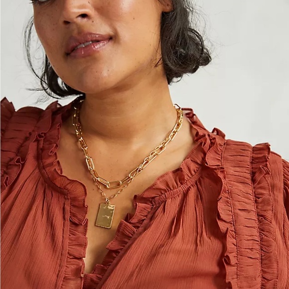 Anthropologie Forever that Girl Fall Harvest Ruffled Rust Red long sleeve Blouse - Picture 4 of 9